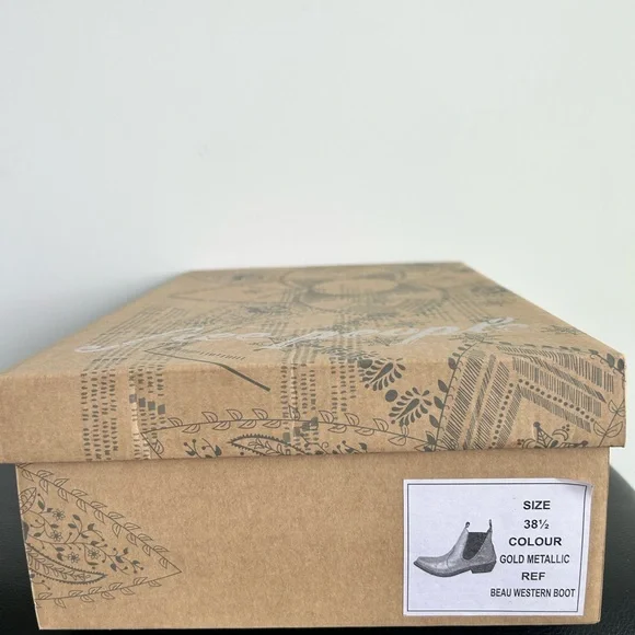 FREE PEOPLE gold metallic croc embossed western style ankle boots - Picture 4 of 9